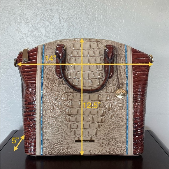 NEW Brahmin Large Duxbury Blue Tan and Brown Crocodile Embossed Satchel - Picture 3 of 7